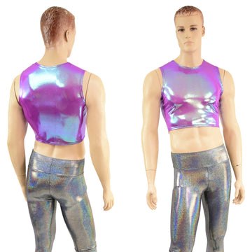 Mens Crew Neck Crop Top in Plumeria - Coquetry Clothing