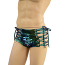 Mens Cutaway Lowrise Laceup Aruba Shorts in Scarab - Coquetry Clothing