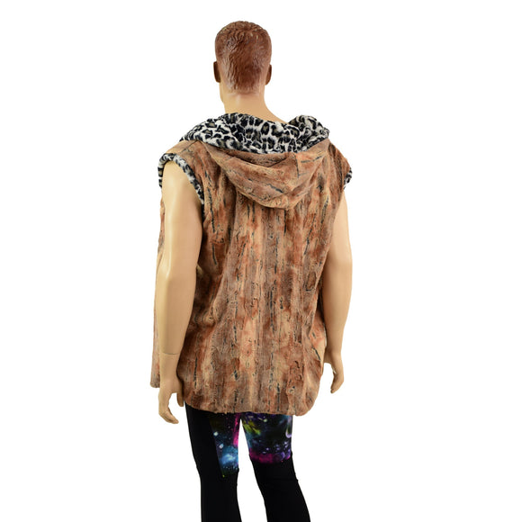 Mens Double Minky Snap Front Hooded Vest - Coquetry Clothing