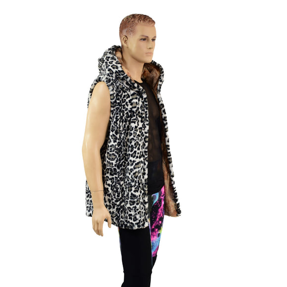 Mens Double Minky Snap Front Hooded Vest - Coquetry Clothing