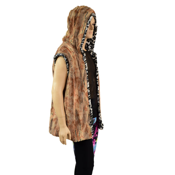 Mens Double Minky Snap Front Hooded Vest - Coquetry Clothing