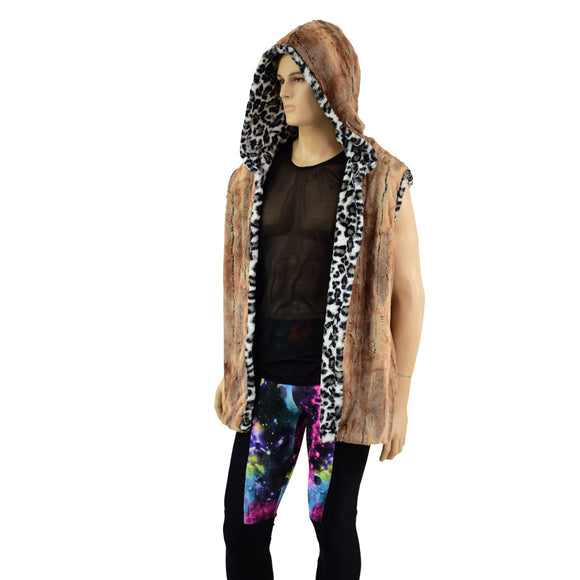 Mens Double Minky Snap Front Hooded Vest - Coquetry Clothing