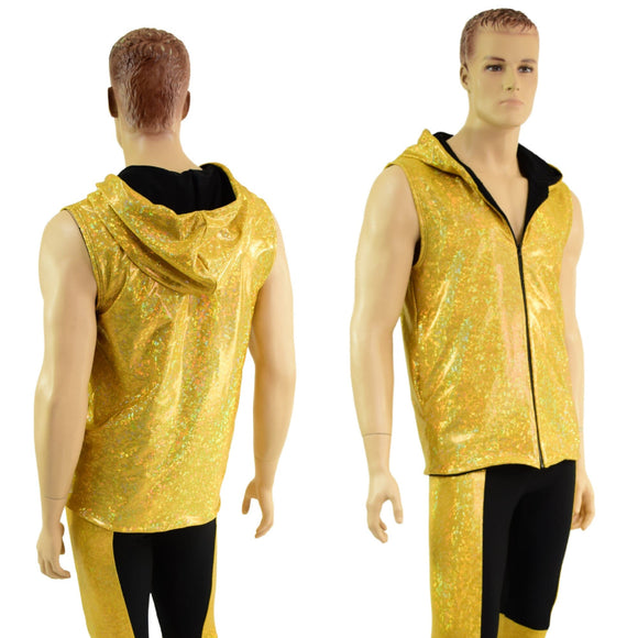 Mens Fully Lined Zipper Front Hooded Vest with Pockets - Coquetry Clothing