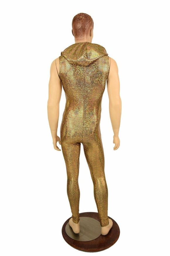 Mens Gold Fish Scale Catsuit - Coquetry Clothing