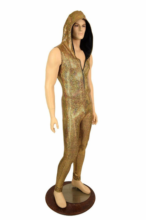 Mens Gold Fish Scale Catsuit - Coquetry Clothing