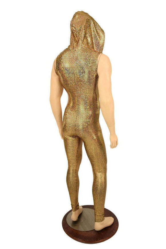 Mens Gold Fish Scale Catsuit - Coquetry Clothing