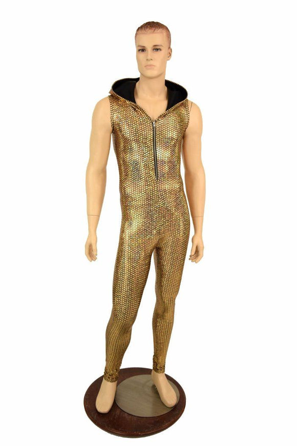 Mens Gold Fish Scale Catsuit - Coquetry Clothing