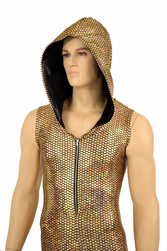 Mens Gold Fish Scale Catsuit - Coquetry Clothing