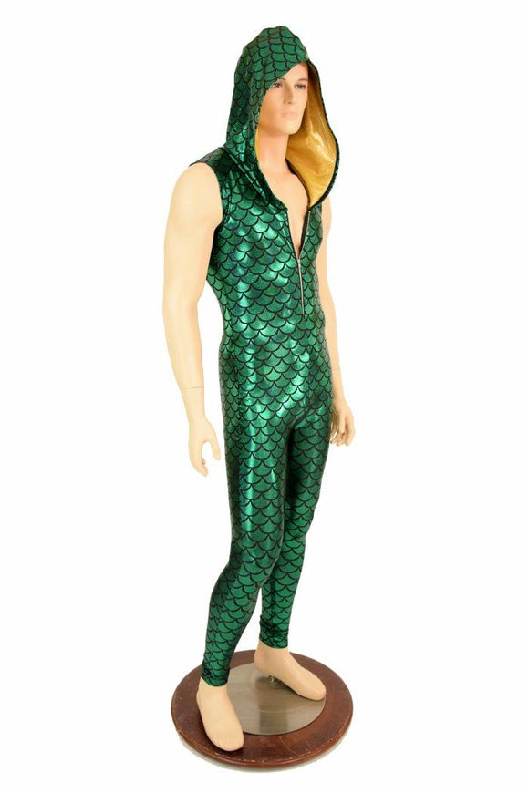 Mens Green Dragon Scale Catsuit - Coquetry Clothing