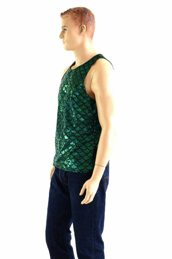 Mens Green Merman Scale Muscle Tank - Coquetry Clothing