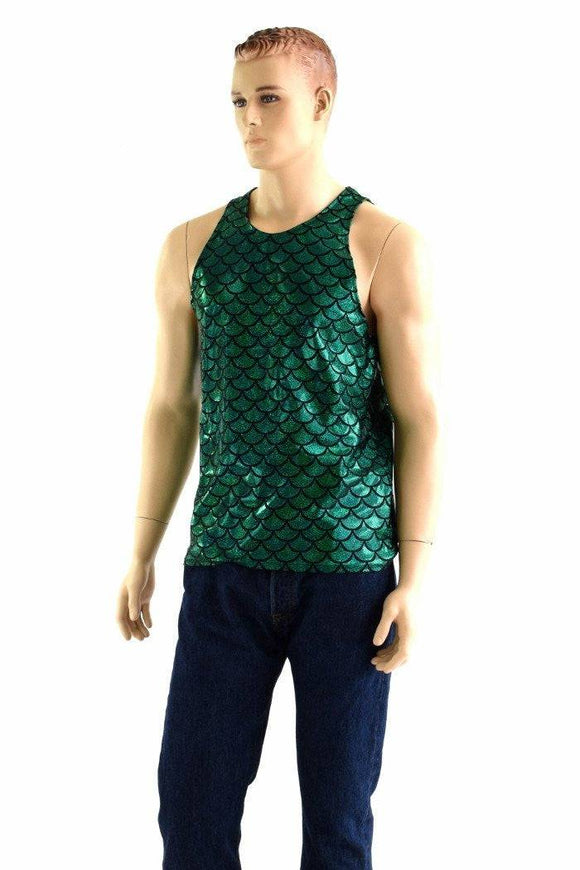 Mens Green Merman Scale Muscle Tank - Coquetry Clothing