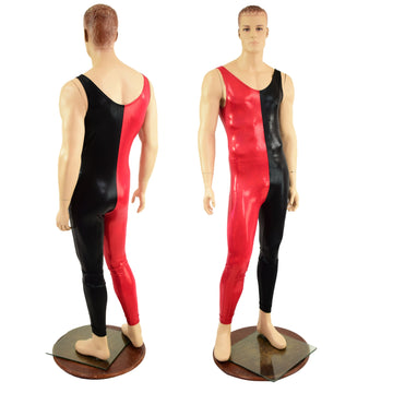 Mens Harlequin Red and Black Tank Catsuit - Coquetry Clothing