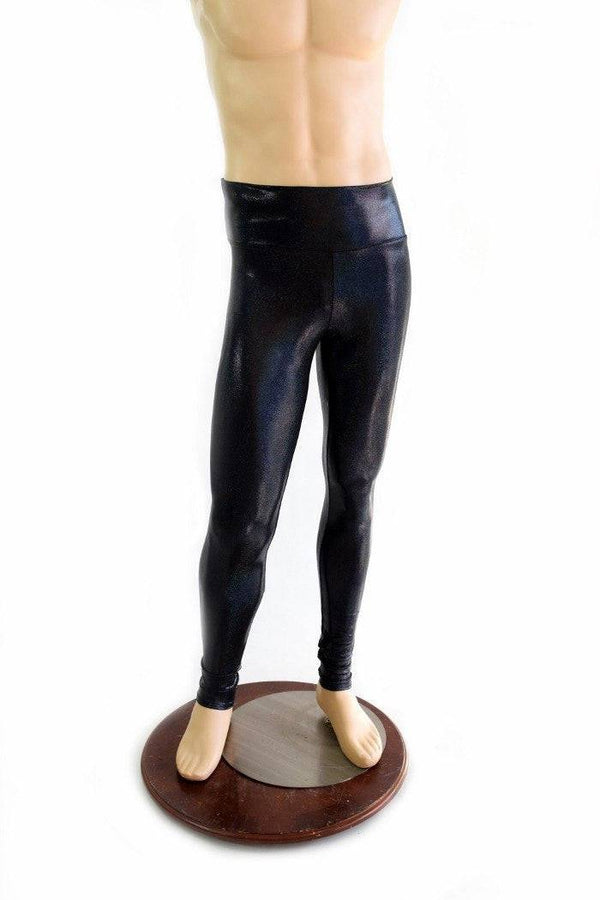Mens Leggings in Black Holographic - 1