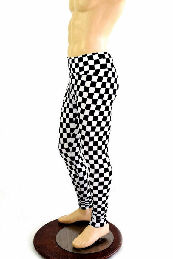 Mens Leggings in Black & White Checkered - Coquetry Clothing