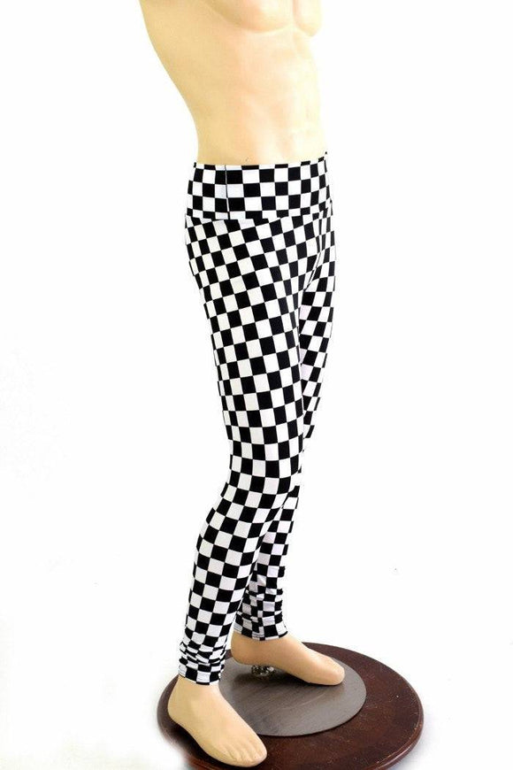 Mens Leggings in Black & White Checkered - Coquetry Clothing