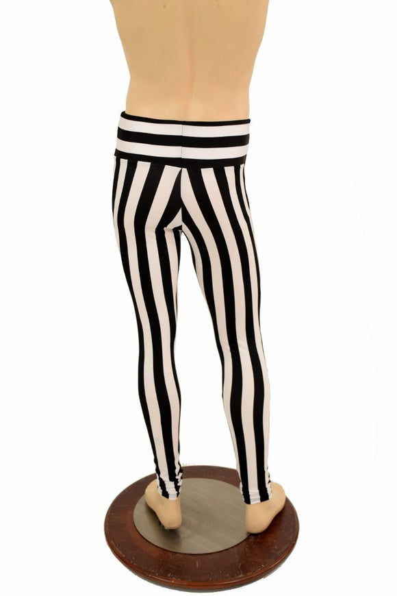 Mens Leggings in Black & White Stripe - Coquetry Clothing