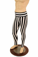 Mens Leggings in Black & White Stripe - Coquetry Clothing