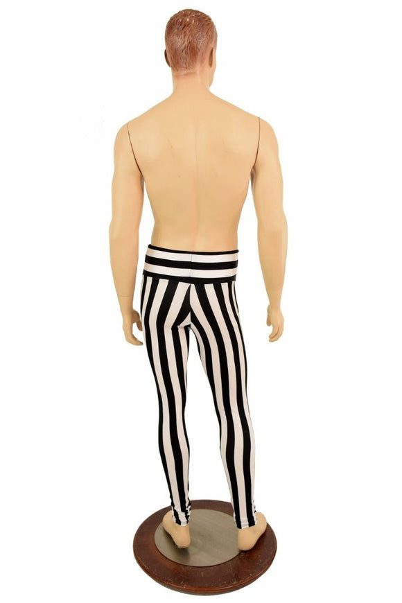 Mens Leggings in Black & White Stripe - Coquetry Clothing