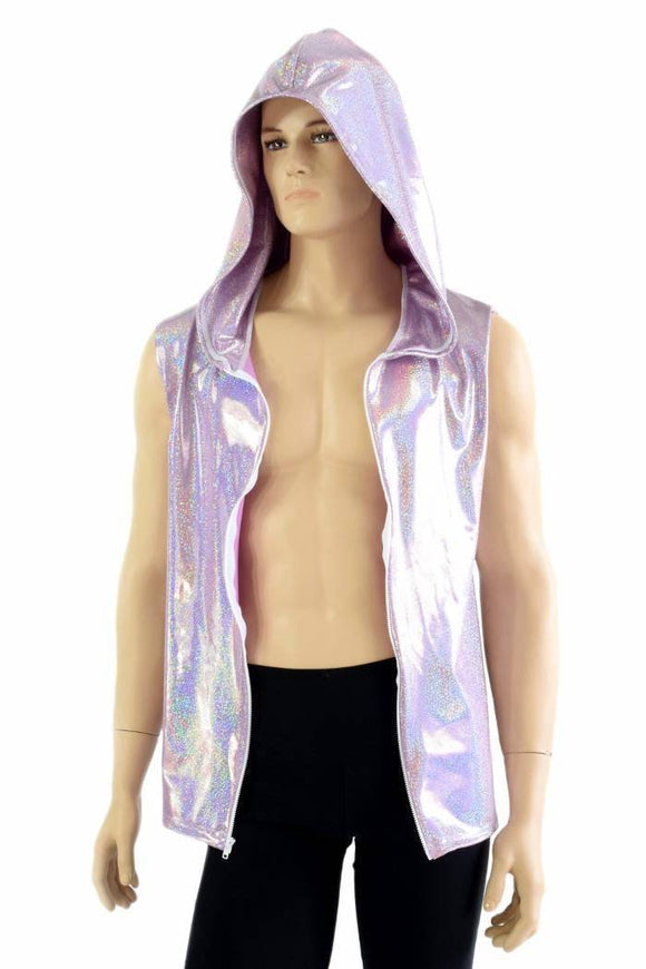 Mens Lilac Holographic Zipper Hoodie - Coquetry Clothing