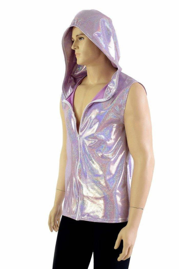 Mens Lilac Holographic Zipper Hoodie - Coquetry Clothing