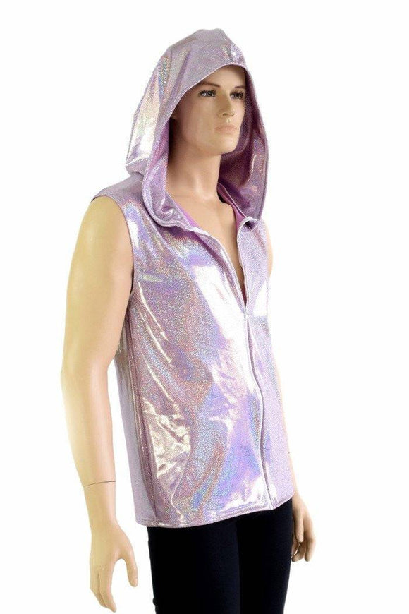 Mens Lilac Holographic Zipper Hoodie - Coquetry Clothing