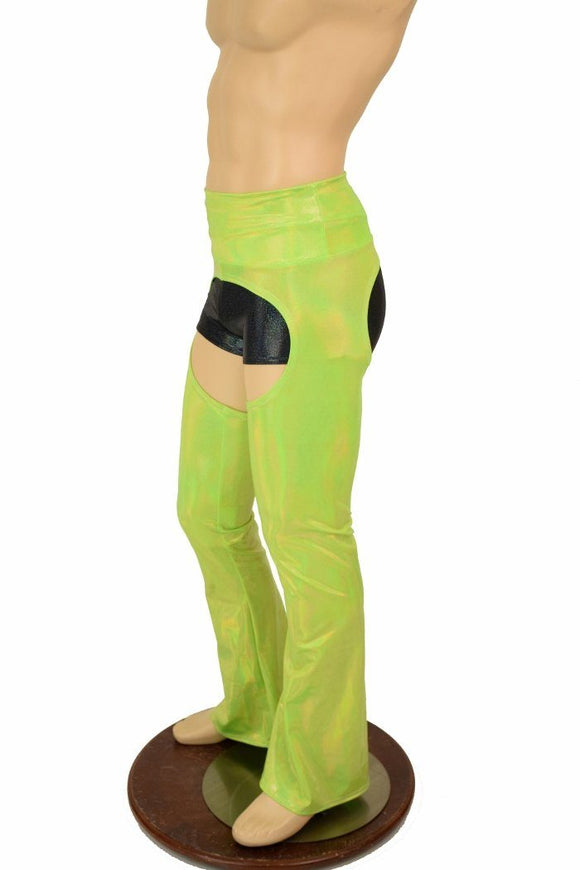Mens Lime UV GLOW Bootcut Chaps - Coquetry Clothing