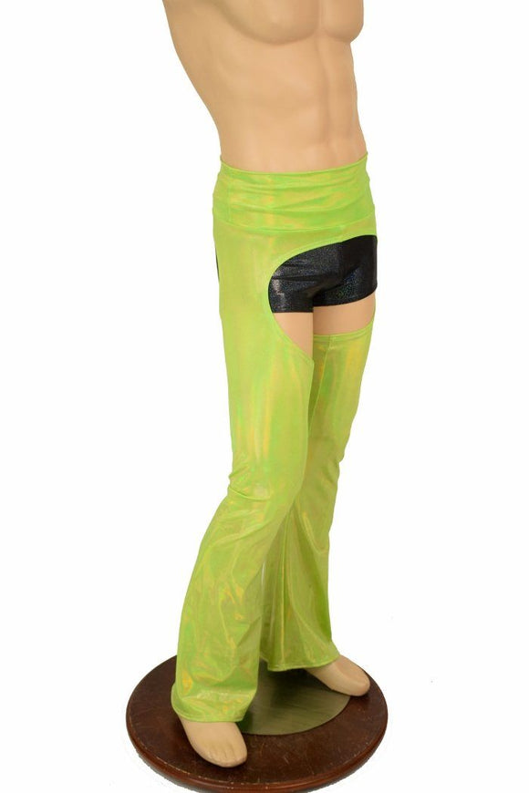 Mens Lime UV GLOW Bootcut Chaps - Coquetry Clothing