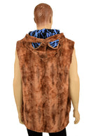 Mens Lion Ear Minky Faux Fur Hooded Vest - Coquetry Clothing