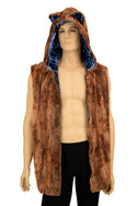 Mens Lion Ear Minky Faux Fur Hooded Vest - 1
