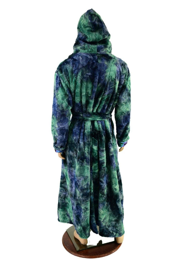 Mens Long Minky Faux Fur Duster with Tie Belt - 2