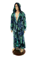 Mens Long Minky Faux Fur Duster with Tie Belt - 1