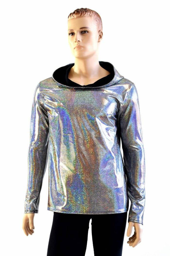 Mens Long Sleeve Silver Hoodie - Coquetry Clothing