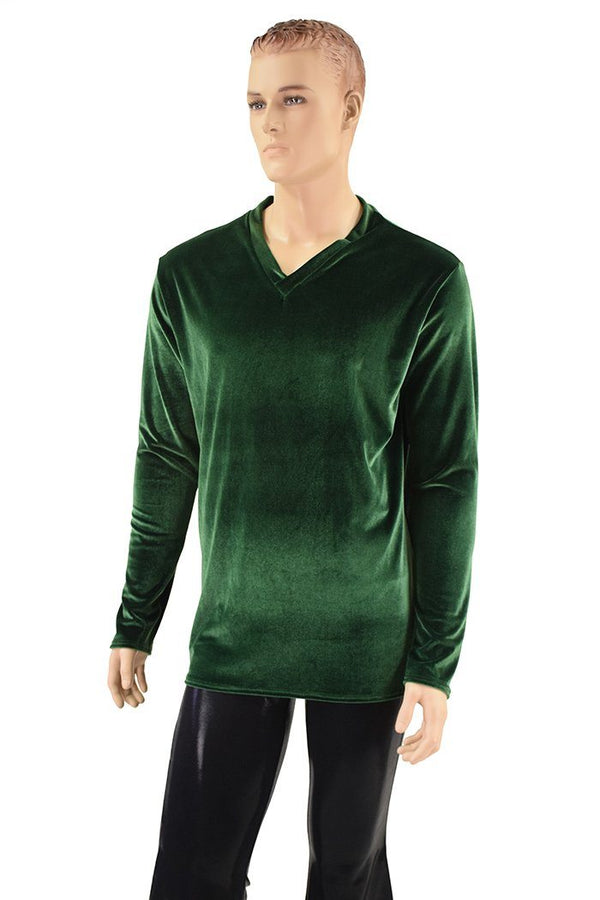 Mens Long Sleeve Velvet Shirt - 1