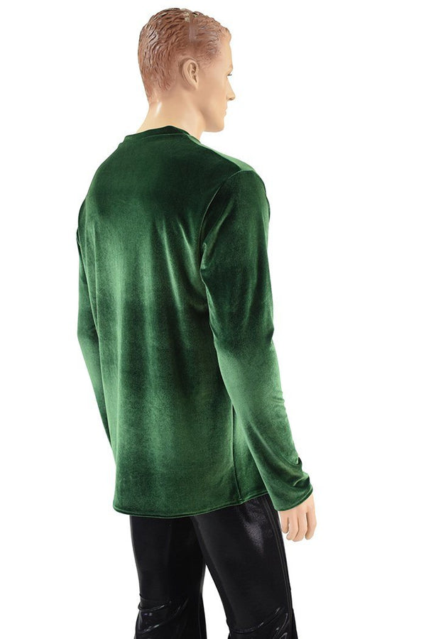 Mens Long Sleeve Velvet Shirt - 3