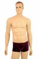 Mens Lowrise "Aruba" Shorts in Burgundy Velvet - Coquetry Clothing