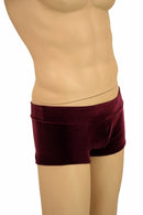 Mens Lowrise "Aruba" Shorts in Burgundy Velvet - Coquetry Clothing