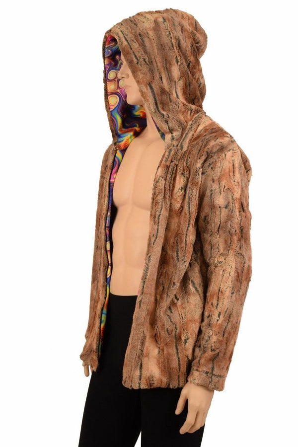 Mens Minky Faux Fur Hooded Jacket - 6