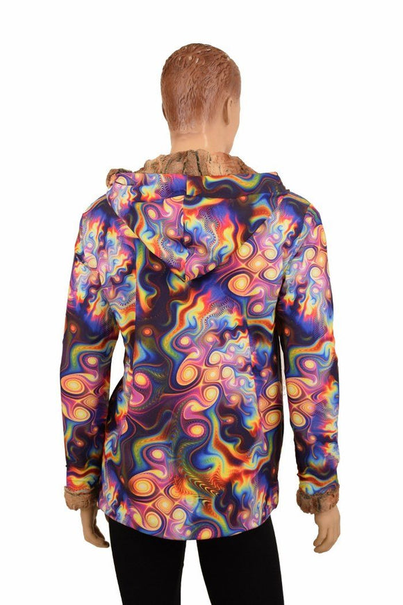Mens Minky Faux Fur Hooded Jacket - Coquetry Clothing