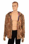 Mens Minky Faux Fur Hooded Jacket - 1
