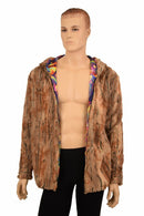 Mens Minky Faux Fur Hooded Jacket - Coquetry Clothing