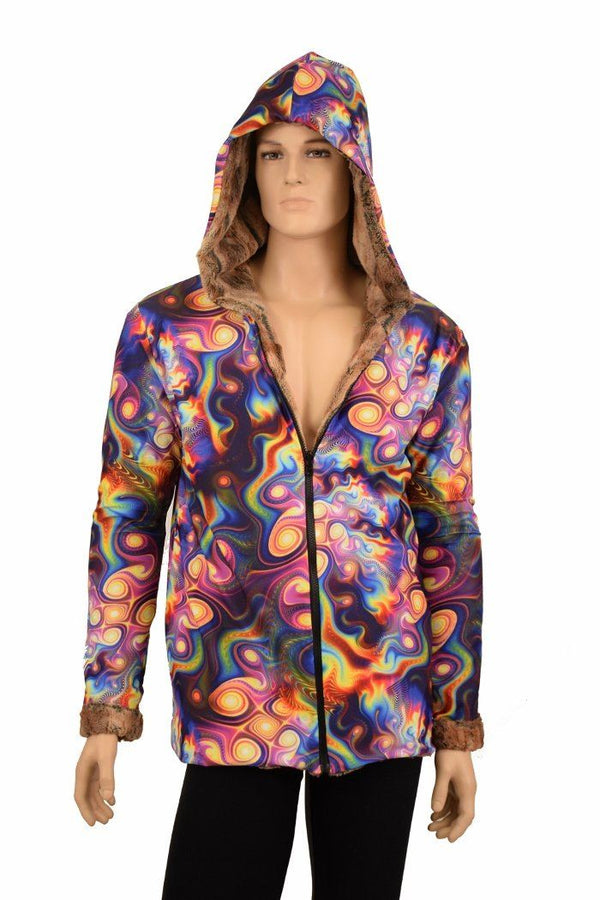 Mens Minky Faux Fur Hooded Jacket - 10