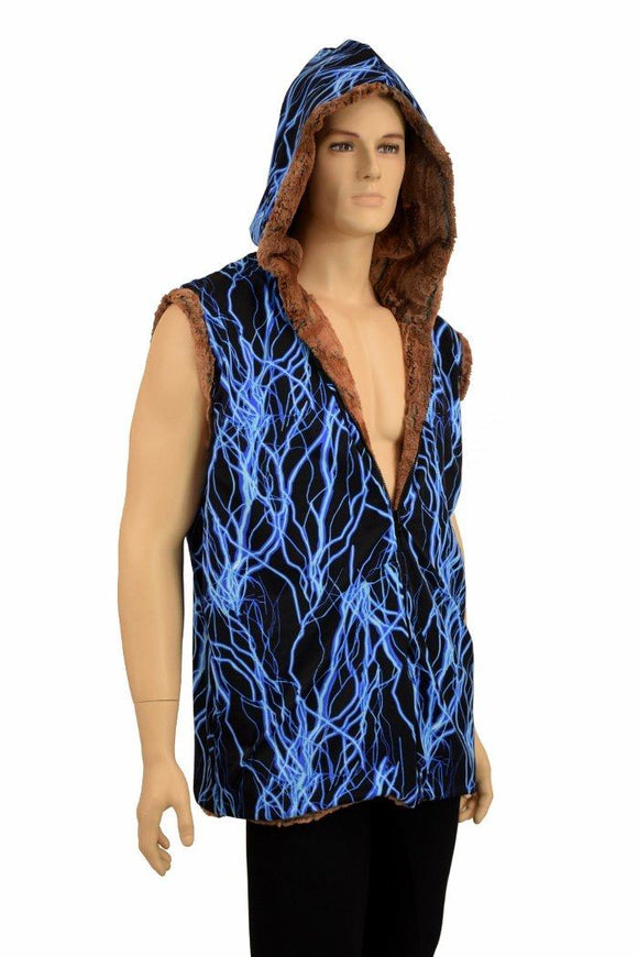 Mens Minky Faux Fur Hooded Vest - Coquetry Clothing