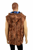 Mens Minky Faux Fur Hooded Vest - Coquetry Clothing