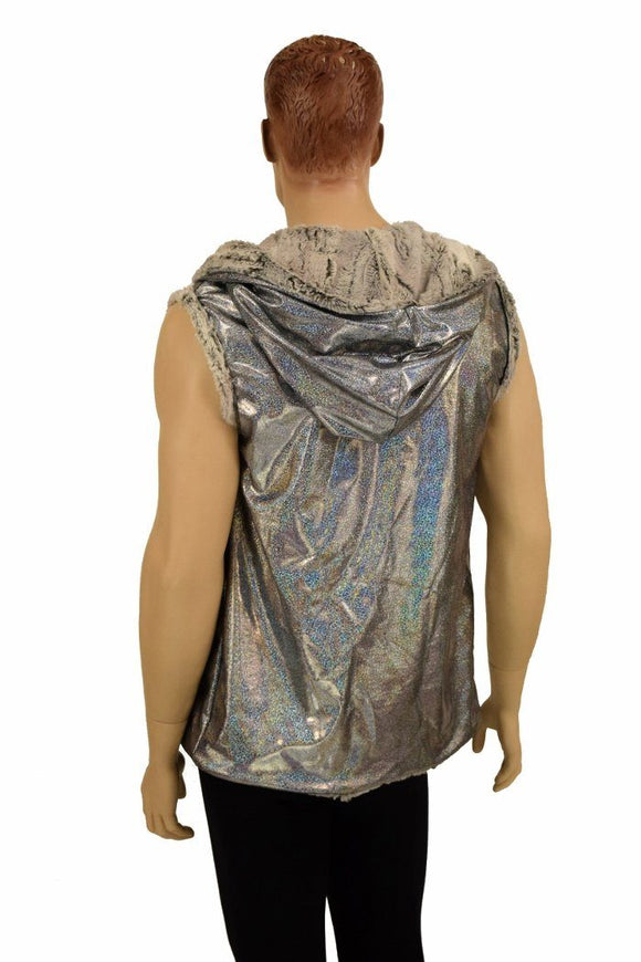 Mens Minky Faux Fur Hooded Vest - Coquetry Clothing