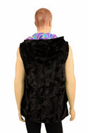 Mens Minky Faux Fur Hooded Vest - 4
