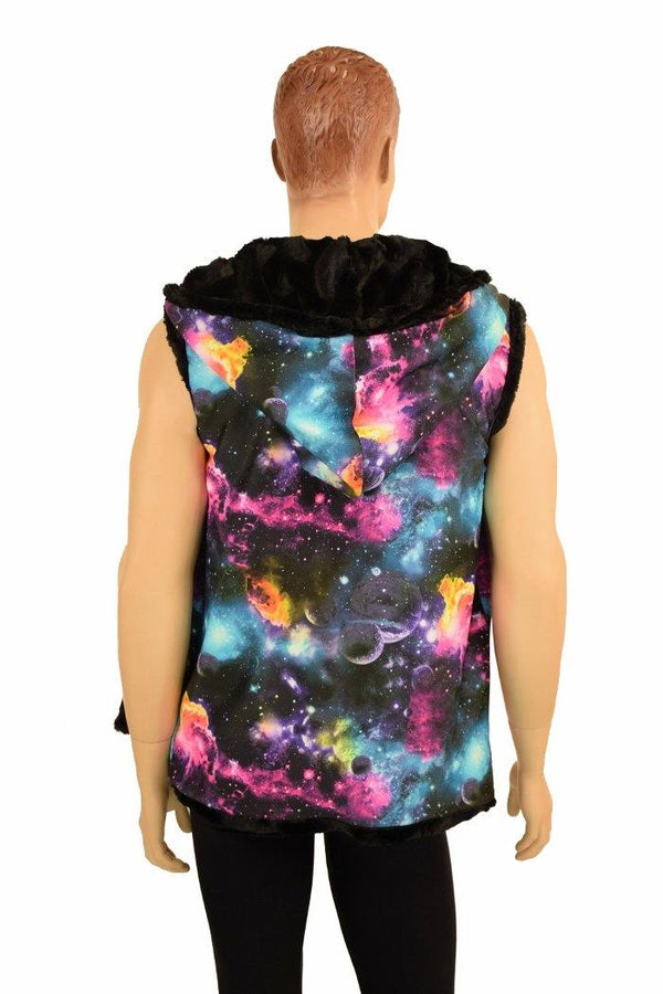 Mens Minky Faux Fur Hooded Vest - 7