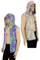 Mens Minky Faux Fur Hooded Vest - Coquetry Clothing