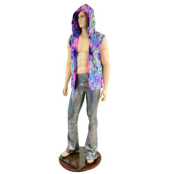 Mens Minky Faux Fur Hooded Vest - Coquetry Clothing