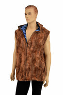 Mens Minky Faux Fur Hooded Vest - Coquetry Clothing