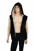 Mens Minky Faux Fur Hooded Vest - Coquetry Clothing